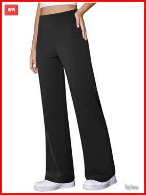 Wide Leg Yoga Pants with Pockets High Rise Stretch Dress Pants for Work Lounge